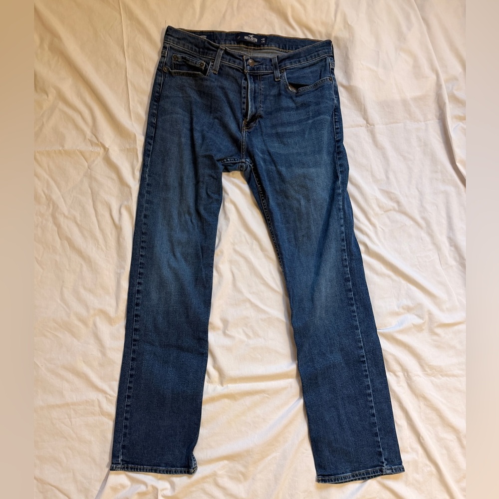 Hollister Women's Straight Leg Jeans - Dark Indigo Blue
